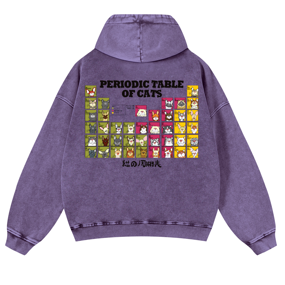 Periodic Table of Cats Vintage Washed Cotton Back Art Hoodie