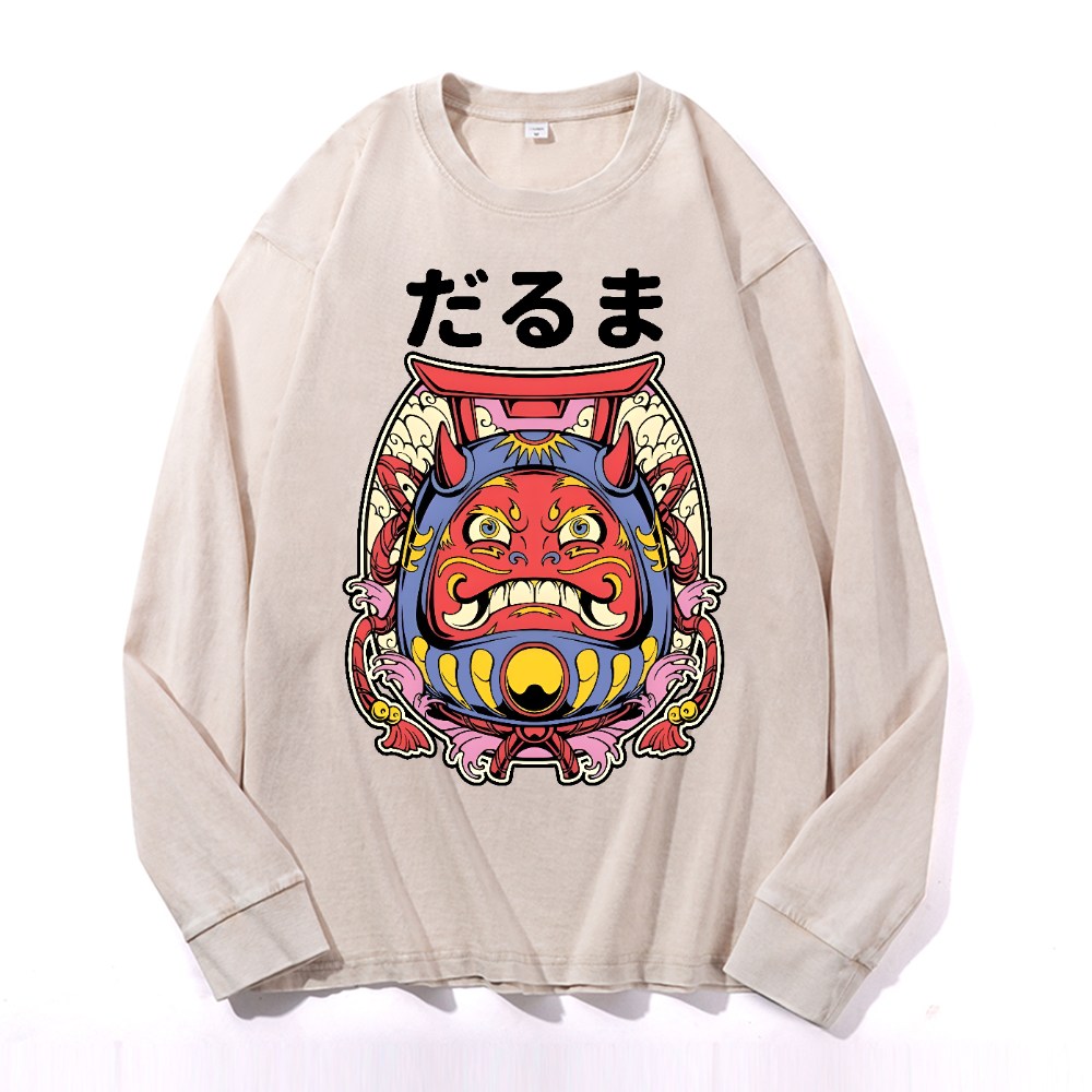 Okinawa Vintage Cotton Wash Crewneck Long-Sleeve T-Shirt