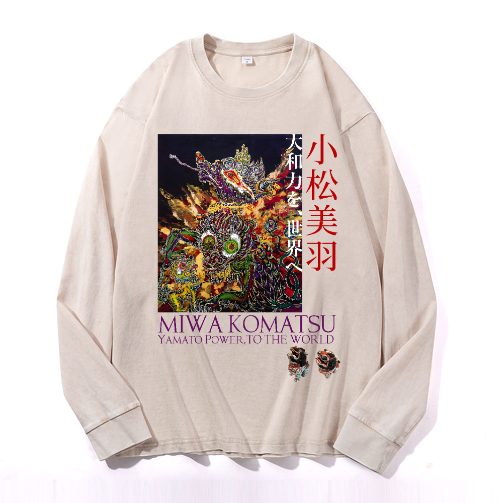 Miwa Komatsu Vintage Cotton Wash Crewneck Long-Sleeve T-Shirt