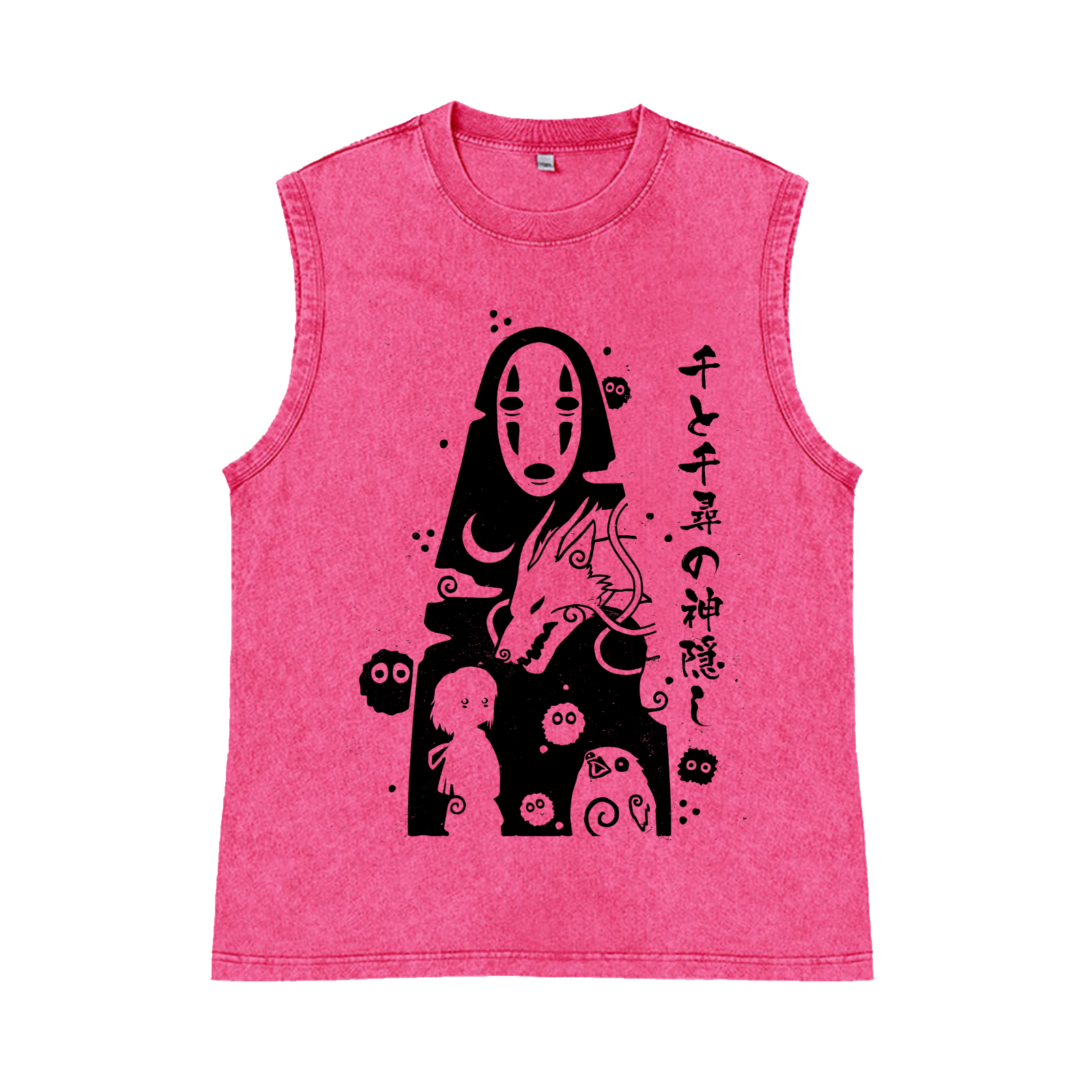 Ghibli No Face Kaonashi Pure Cotton Wash-Dyed Sleeveless Tank Top
