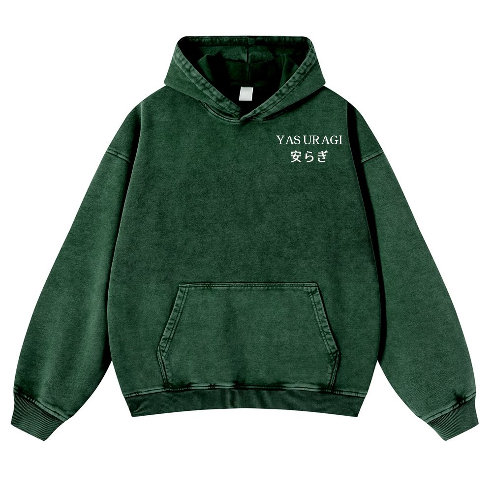 Yasuragi Vintage Washed Cotton Back Art Hoodie