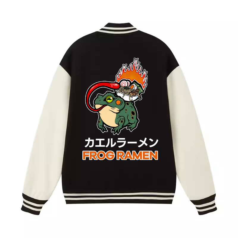 Frog Ramen Vintage Cotton Varsity Jacket