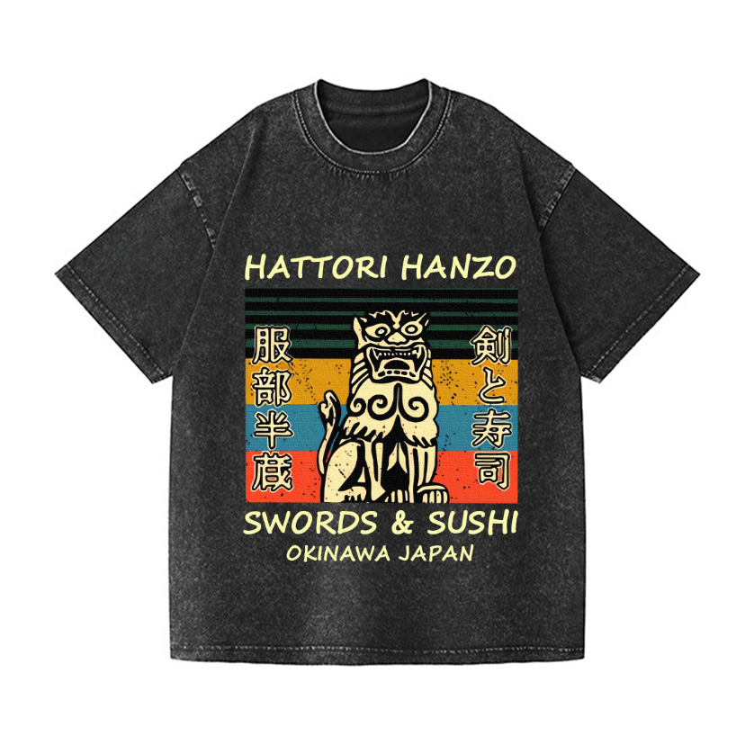 Hattori Hanzo Komainu Okinawa Japan Vintage Wash Japanese Design T-Shirt