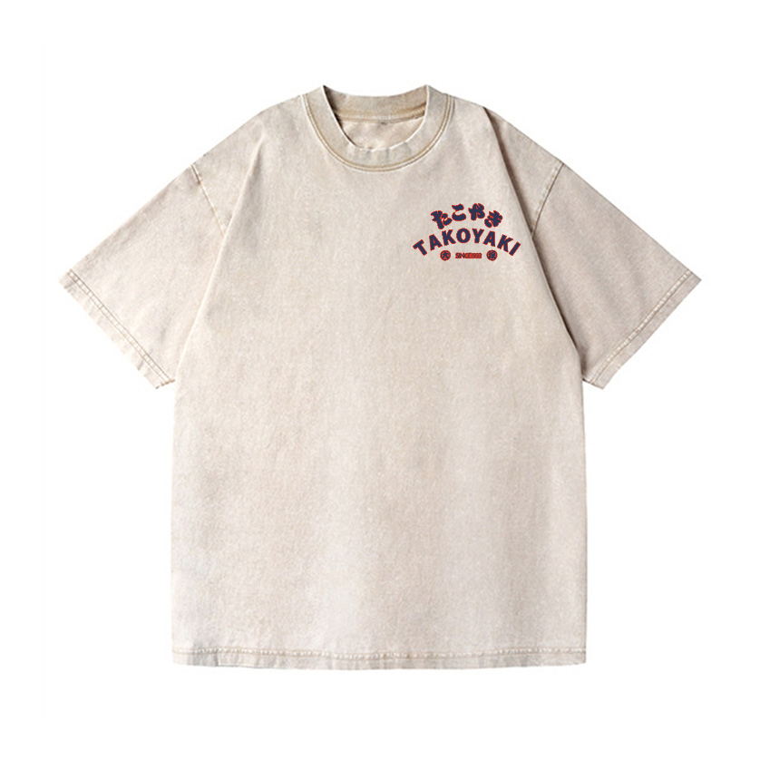 Takoyaki Octopus Vintage Wash Japanese Design Back Art T-Shirt