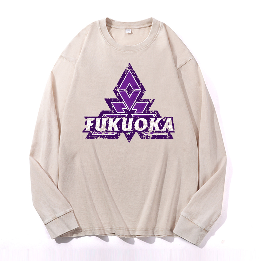 Fukuoka Vintage Cotton Wash Crewneck Long-Sleeve T-Shirt