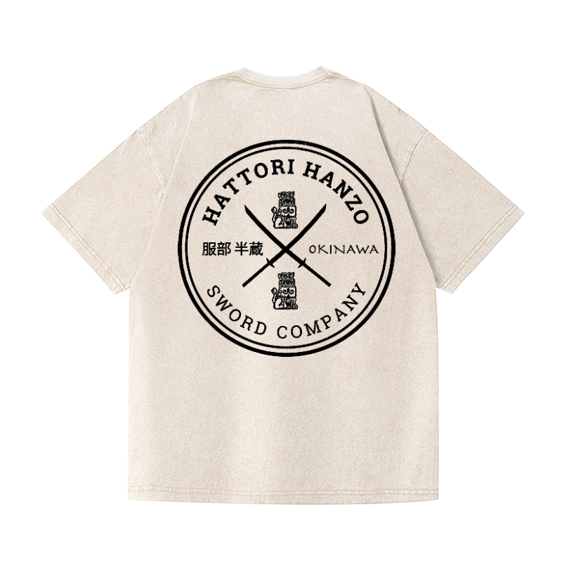 Hattori Hanzo Vintage Wash Japanese Design Back Art T-Shirt