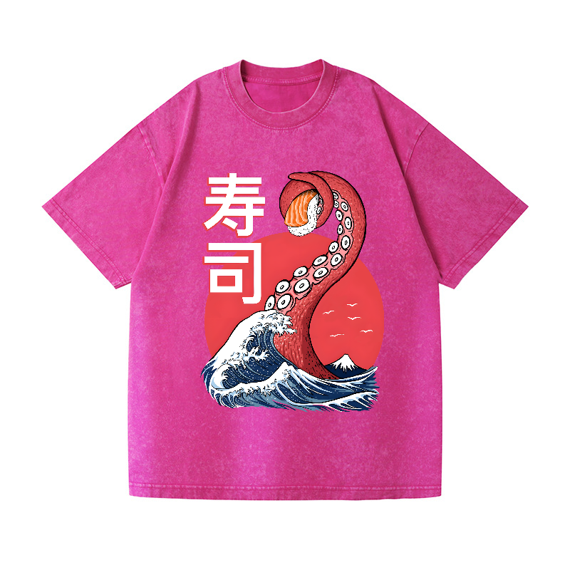 Sushi Octopus Vintage Wash Japanese Design T-Shirt