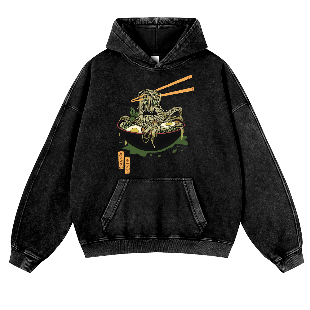 Monster Ramen Vintage Washed Thick Cotton Hoodie