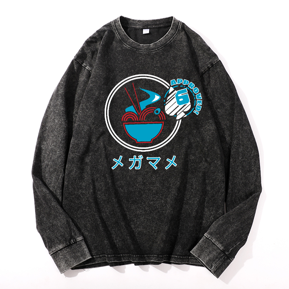 Ramen Vintage Cotton Wash Crewneck Long-Sleeve T-Shirt