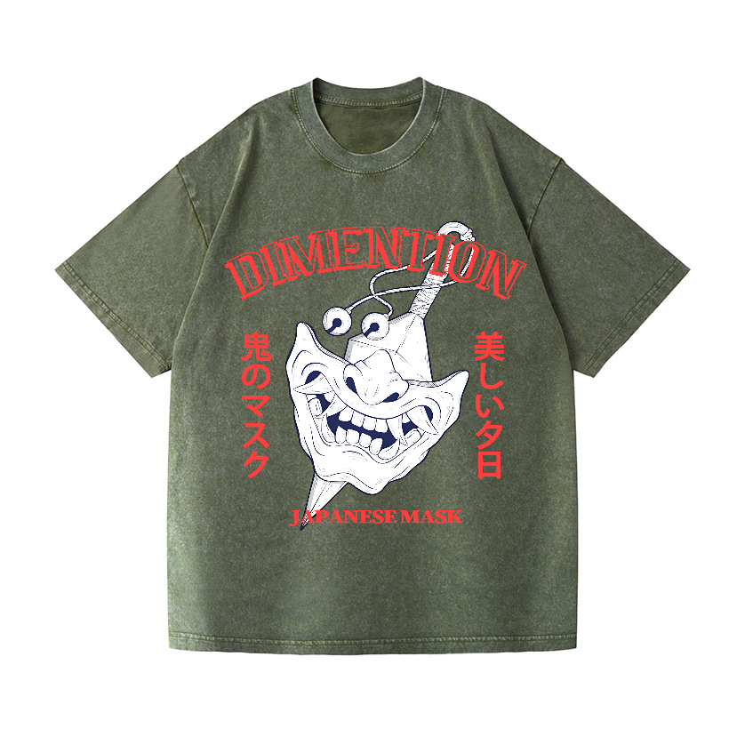 Mask Vintage Wash Japanese Design T-Shirt