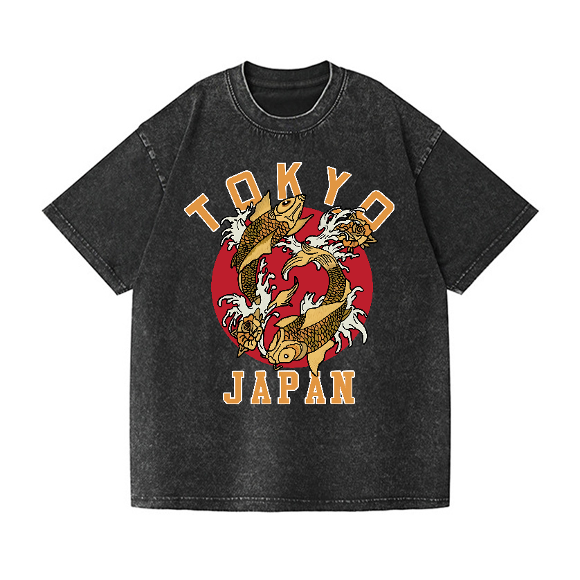 Tokyo Koi Fish Vintage Wash Japanese Design T-Shirt