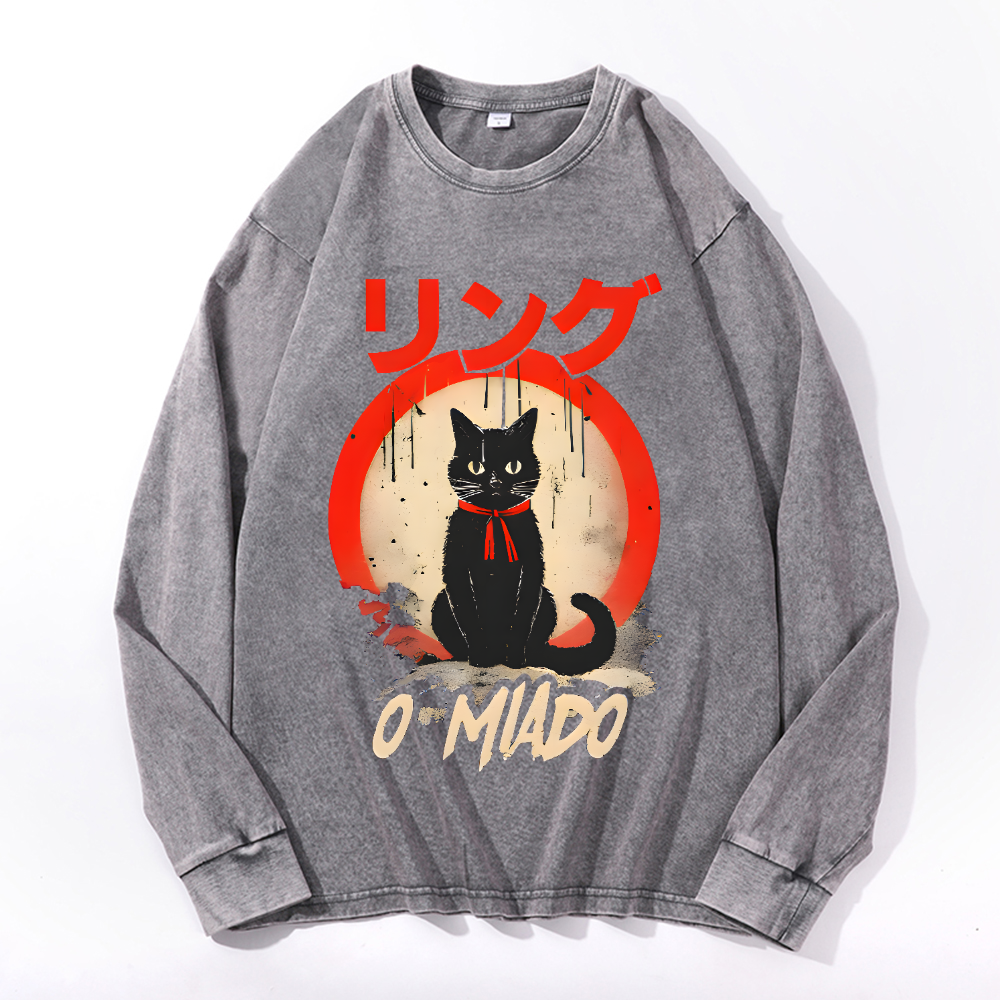 Vintage Cotton Wash Crewneck Long-Sleeve T-Shirt