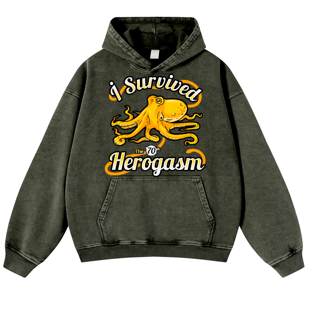 Octopus Vintage Washed Thick Cotton Hoodie