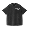 Mosaic Lucky Cat Vintage Wash Japanese Design Back Art T-Shirt