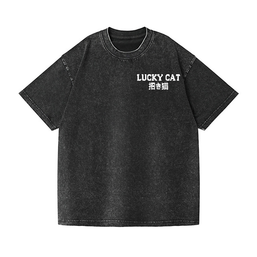 Mosaic Lucky Cat Vintage Wash Japanese Design Back Art T-Shirt