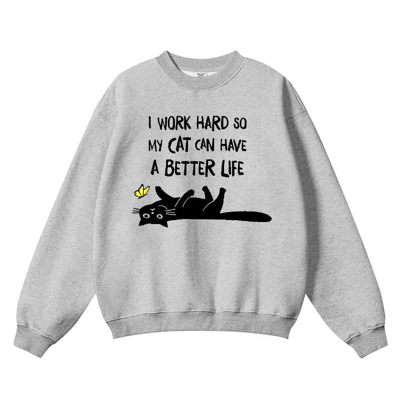 I Work Hard So Cat Vintage Cotton Blend Crewneck Sweatshirt