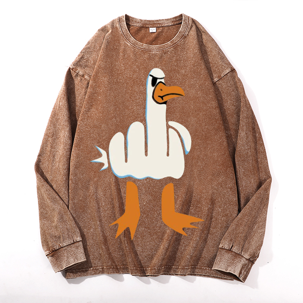 Vintage Cotton Wash Crewneck Long-Sleeve T-Shirt