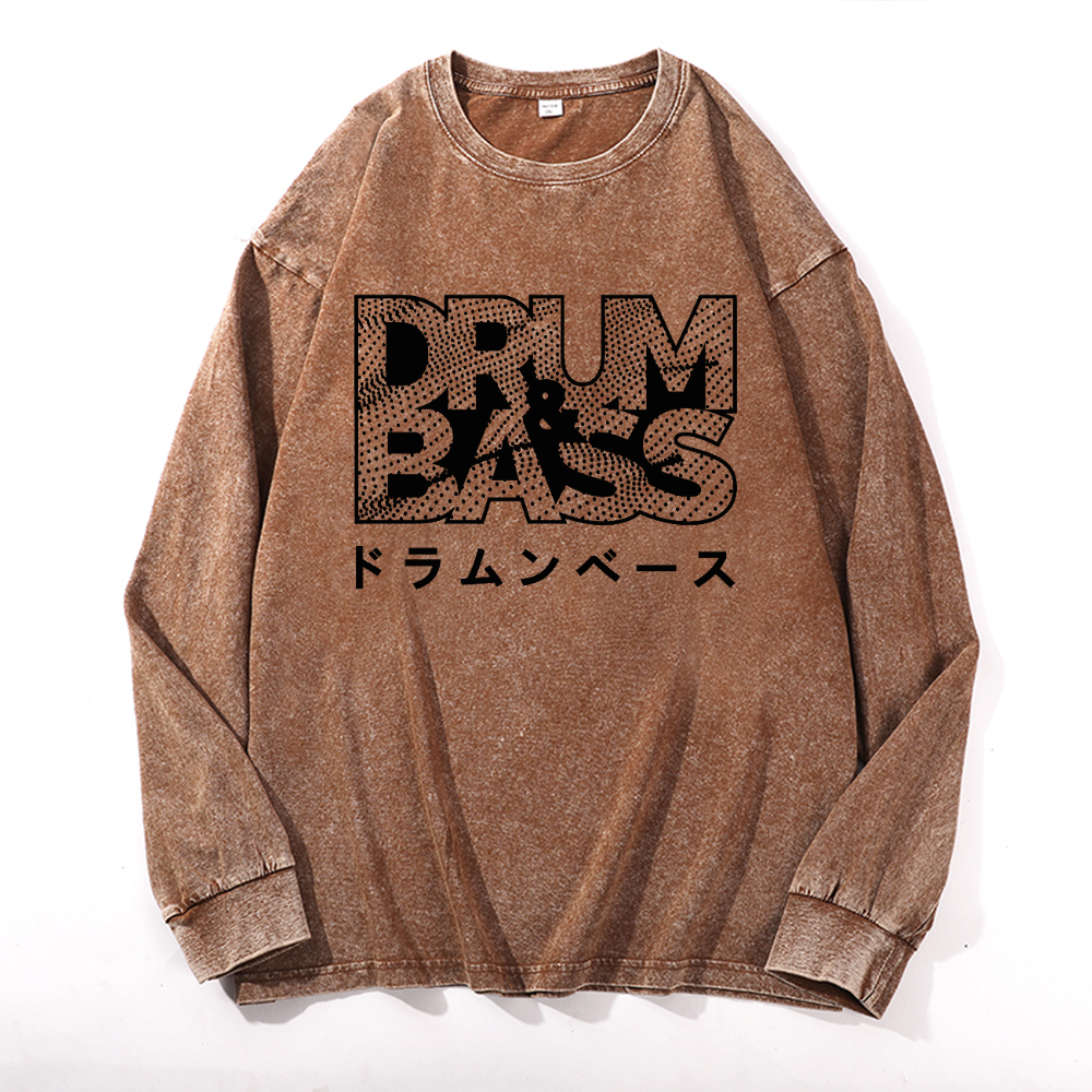 Drum and Bass Vintage Cotton Wash Long-sleeve T-shirt