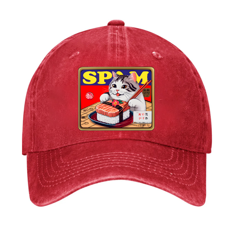 Spam SuShi Cat Vintage Cotton Cap