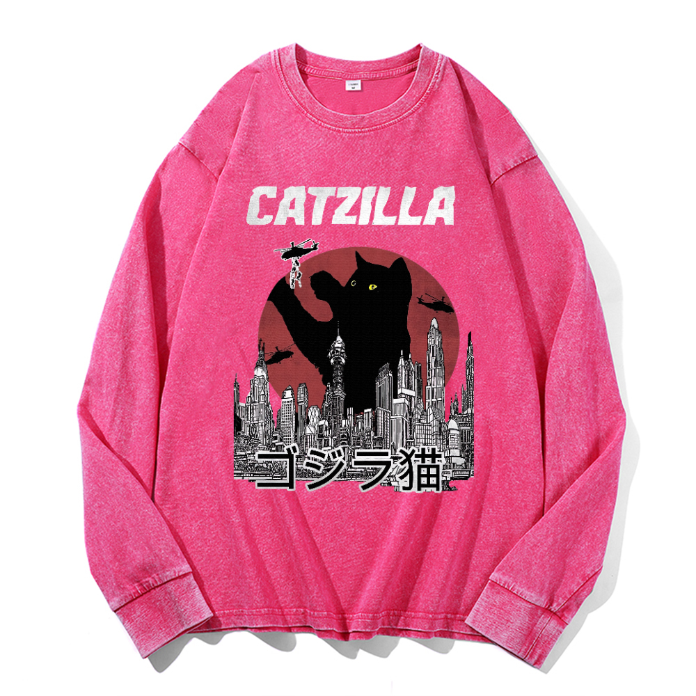 Vintage Cotton Wash Crewneck Long-Sleeve T-Shirt