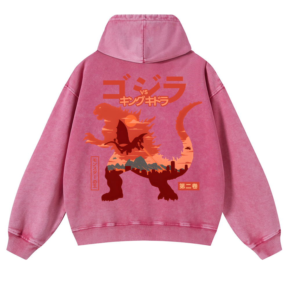 Kaiju Vintage Washed Cotton Back Art Hoodie
