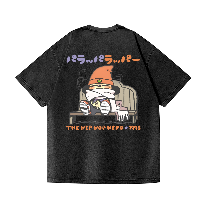 PaRappa the Rapper Vintage Wash Japanese Design Back Art T-Shirt