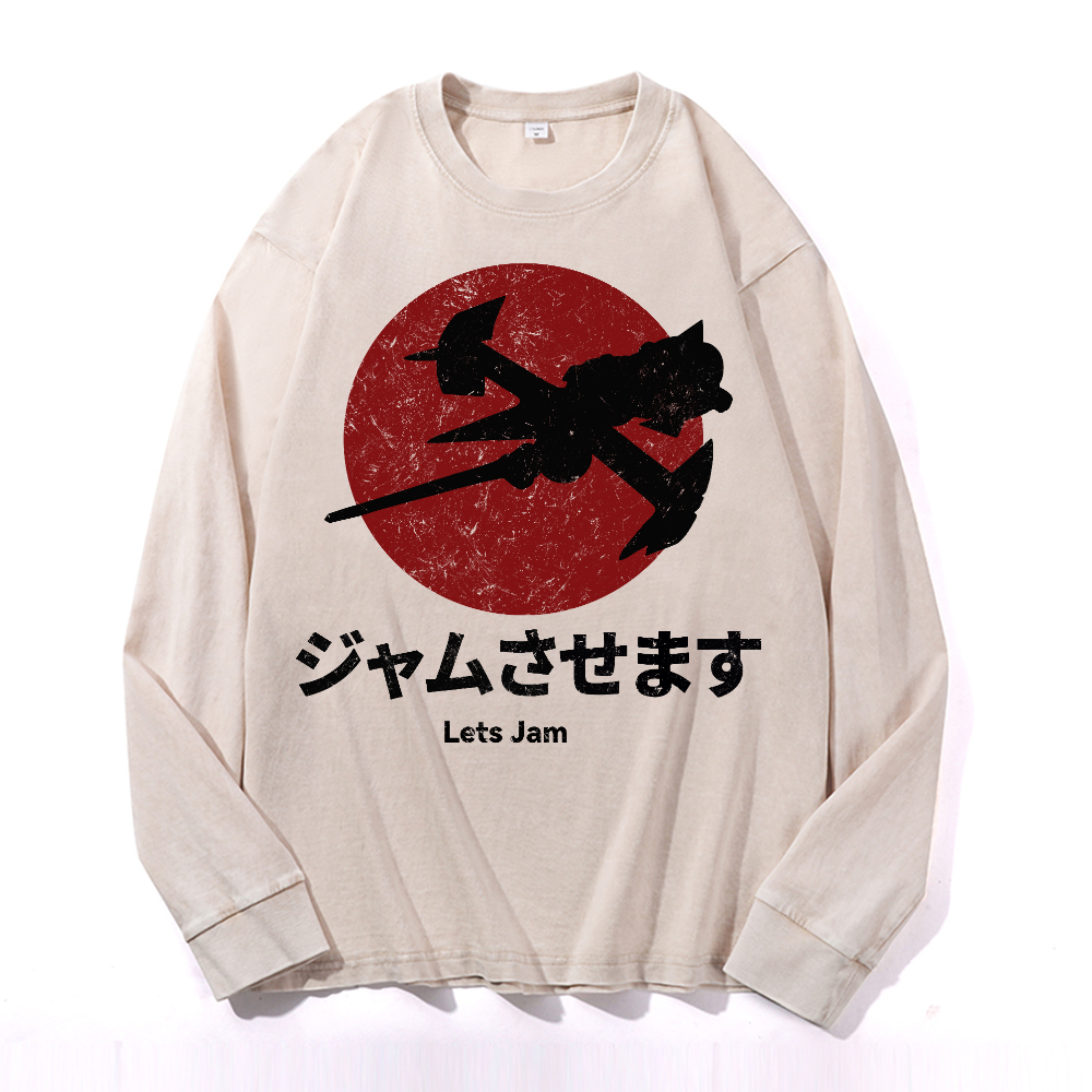 Cowboy Bebop Vintage Cotton Wash Crewneck Long-Sleeve T-Shirt