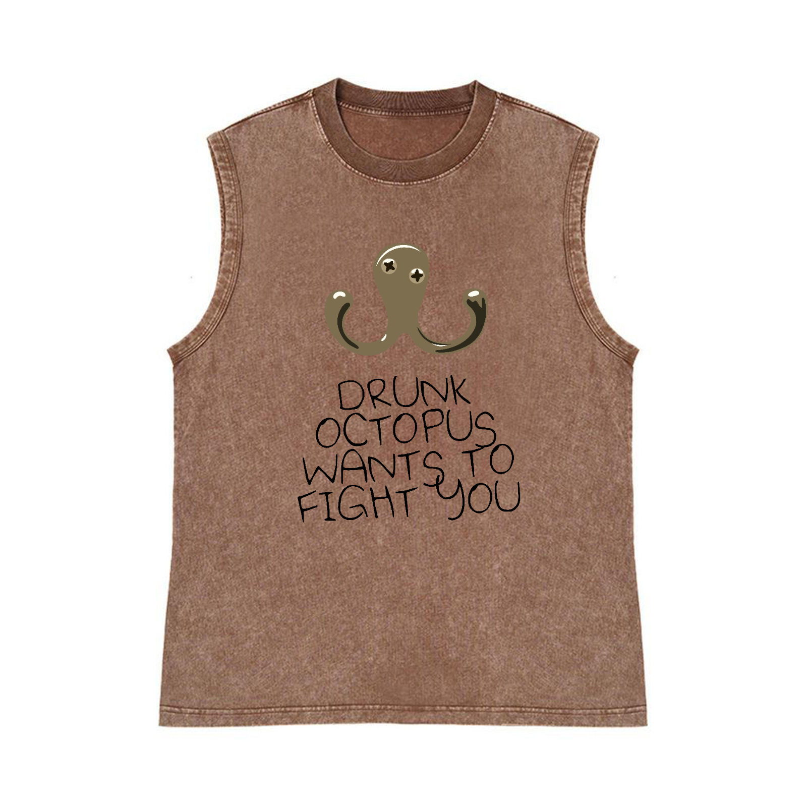 Drunken Octopus Pure Cotton Wash-Dyed Sleeveless Tank Top