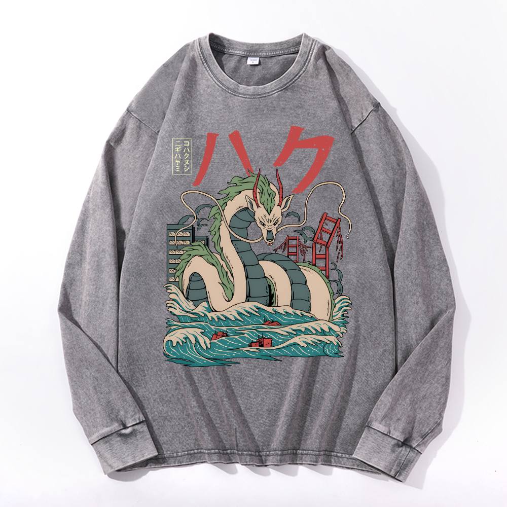 Dragon Vintage Cotton Wash Crewneck Long-Sleeve T-Shirt