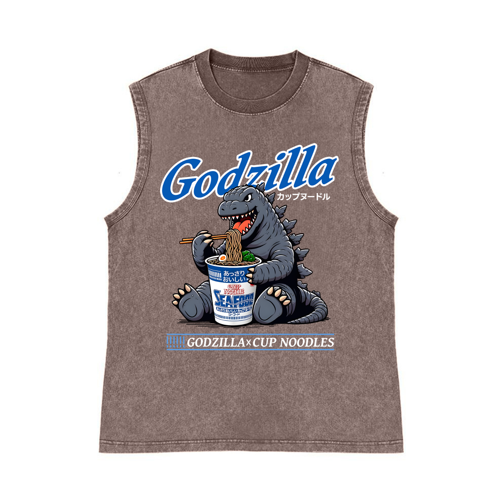 Kaiju Cup Noodles Pure Cotton Wash-Dyed Sleeveless Tank Top