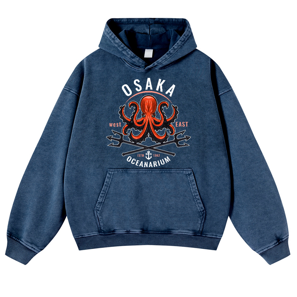 Osaka Octopus Vintage Washed Thick Cotton Hoodie
