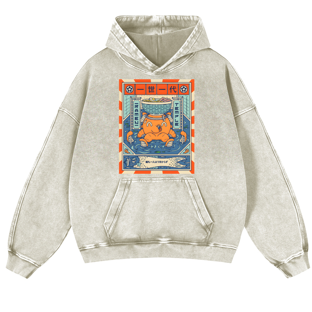 Octopus Vintage Washed Thick Cotton Hoodie