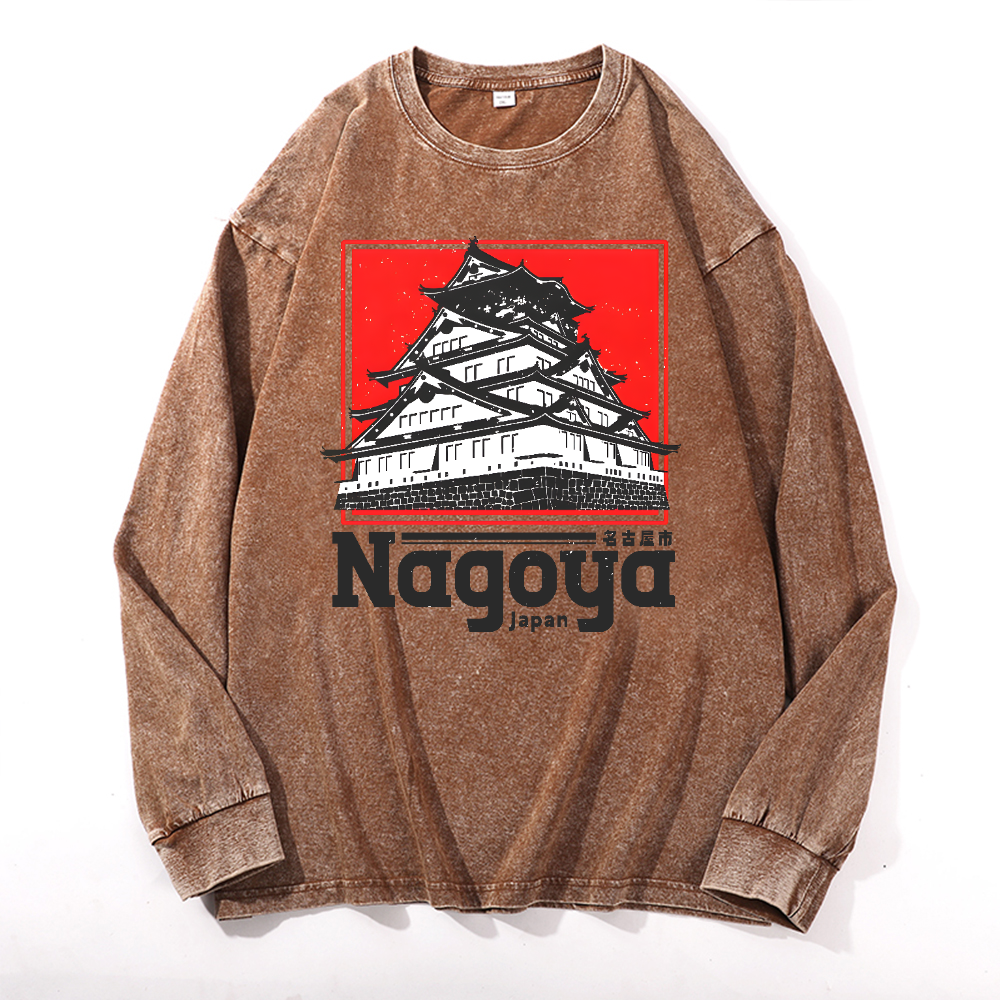 Nagoya Vintage Cotton Wash Crewneck Long-Sleeve T-Shirt