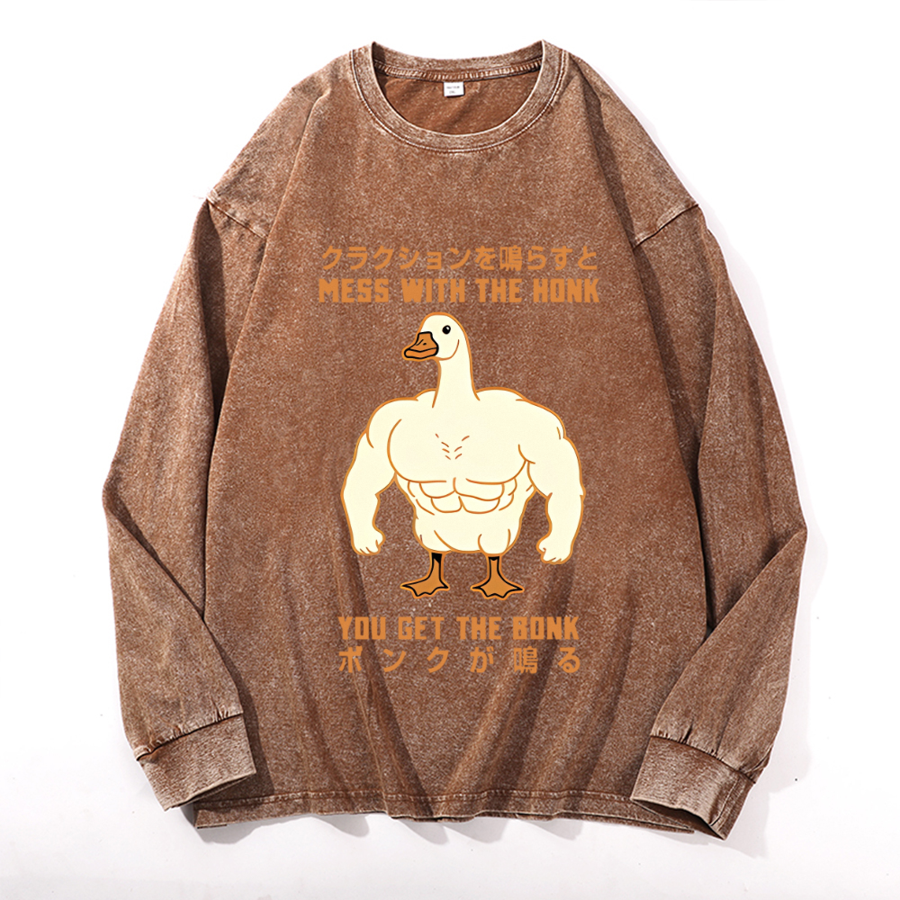 Vintage Cotton Wash Crewneck Long-Sleeve T-Shirt