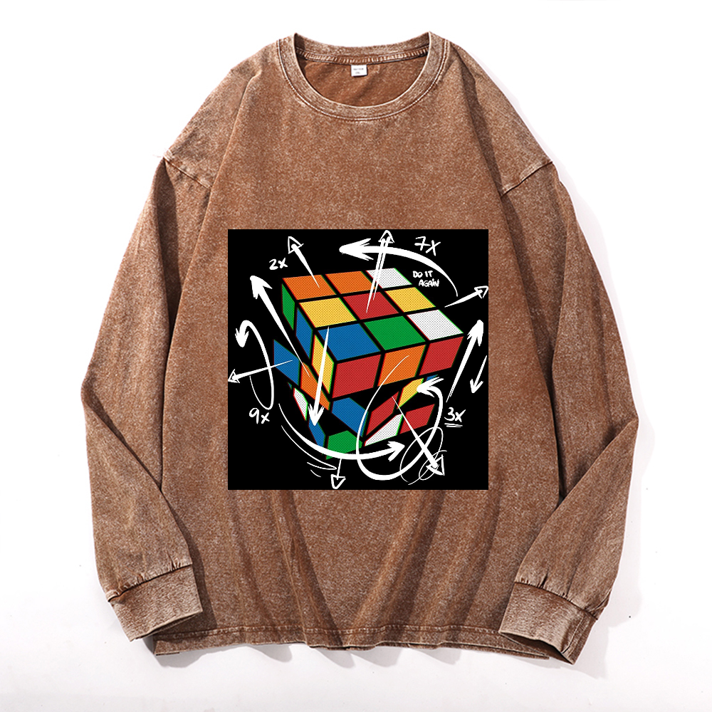 Vintage Cotton Wash Crewneck Long-Sleeve T-Shirt