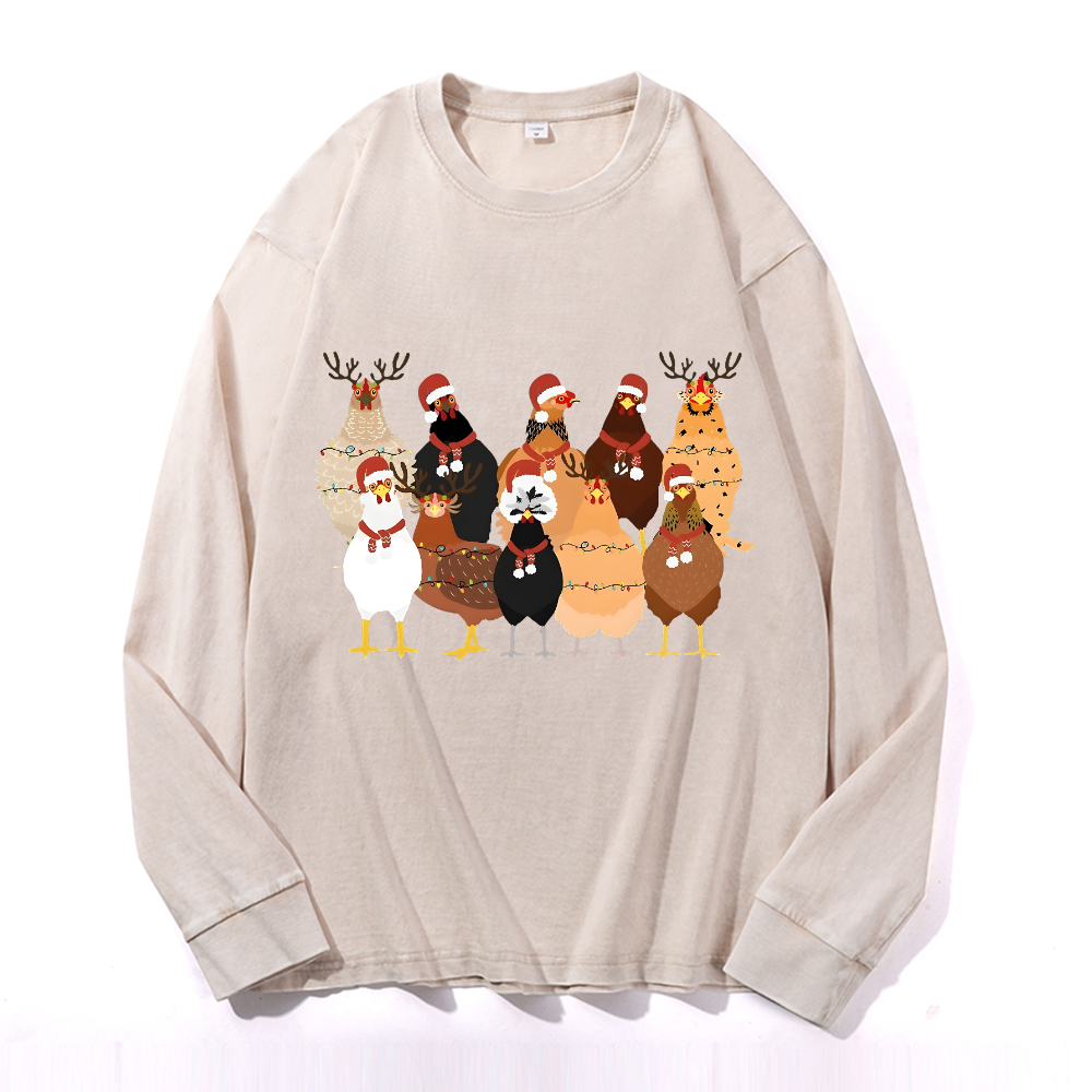 Vintage Cotton Wash Crewneck Long-Sleeve T-Shirt