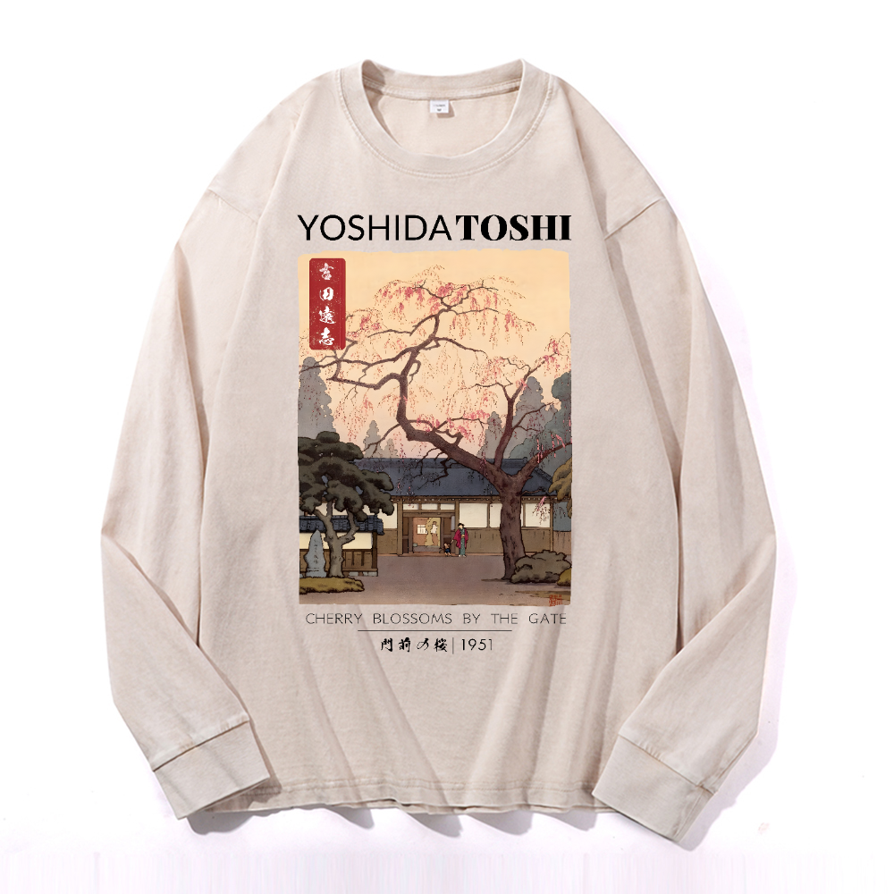 Yoshida Toshi Vintage Cotton Wash Crewneck Long-Sleeve T-Shirt