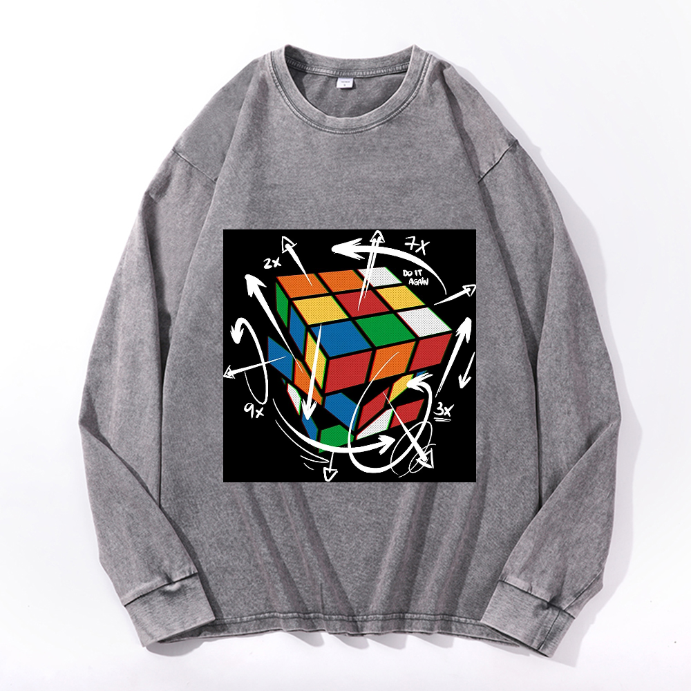 Vintage Cotton Wash Crewneck Long-Sleeve T-Shirt