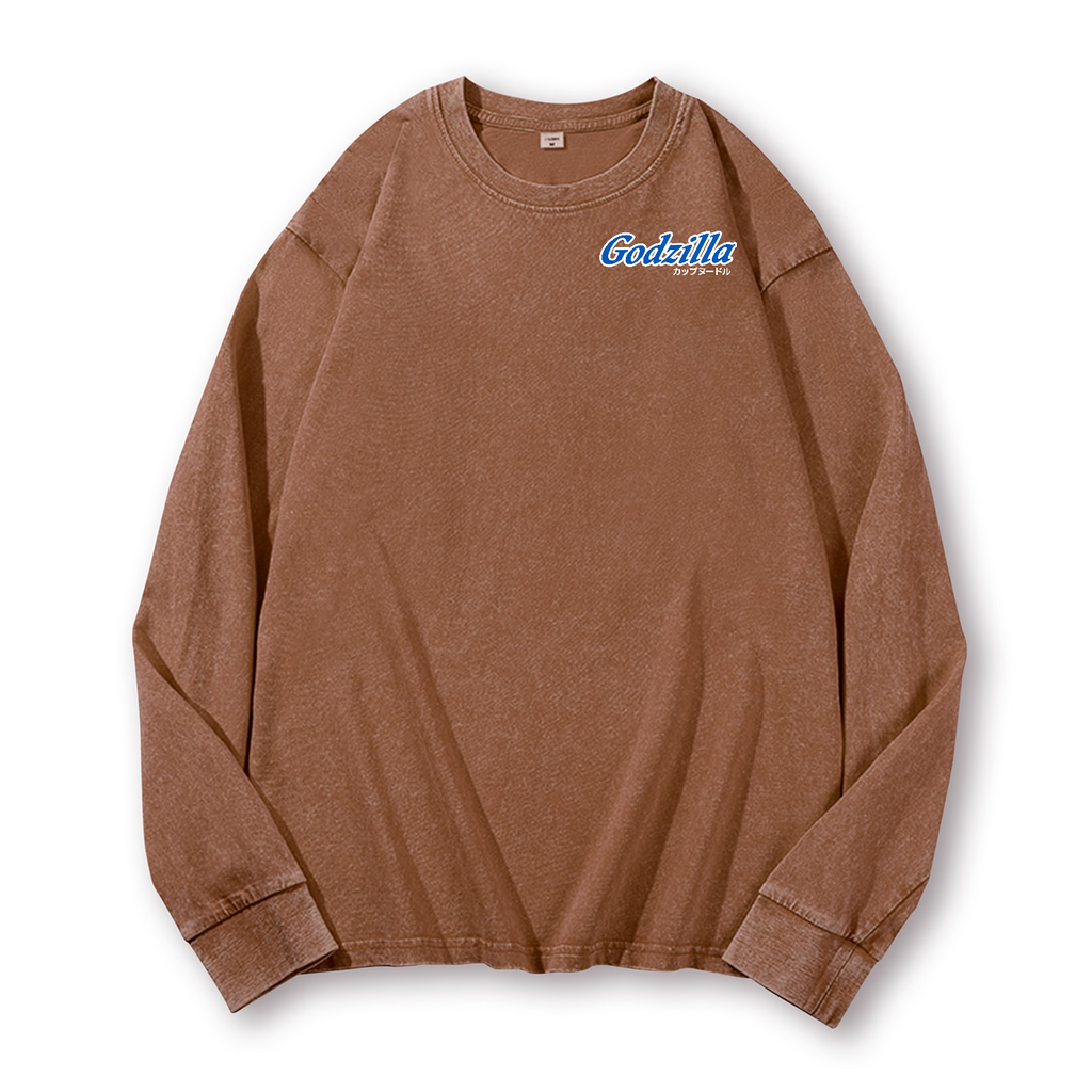 Cup Noodles Kaiju Vintage Washed Cotton Back Art Long-sleeve T-shirt