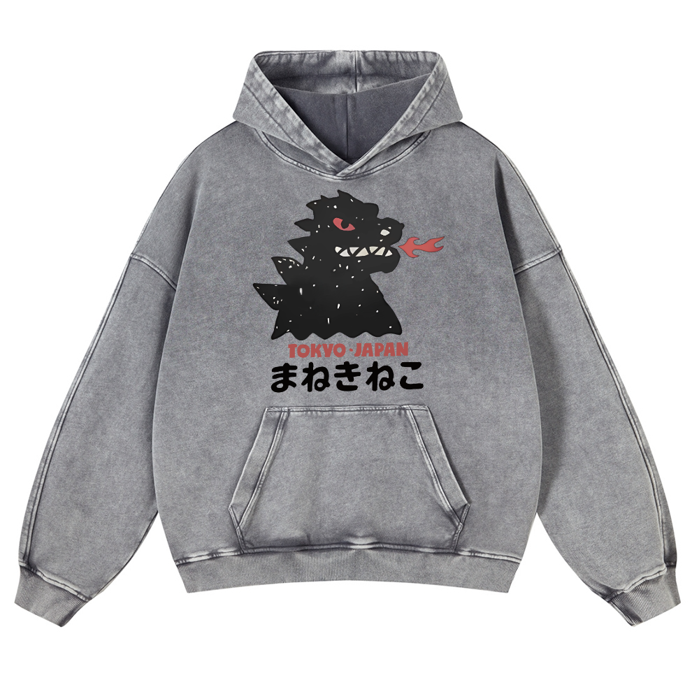 Kaiju Tokyo Japan Vintage Washed Thick Cotton Hoodie