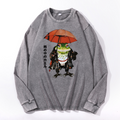 Frog In The Rain Vintage Cotton Wash Long-sleeve T-shirt