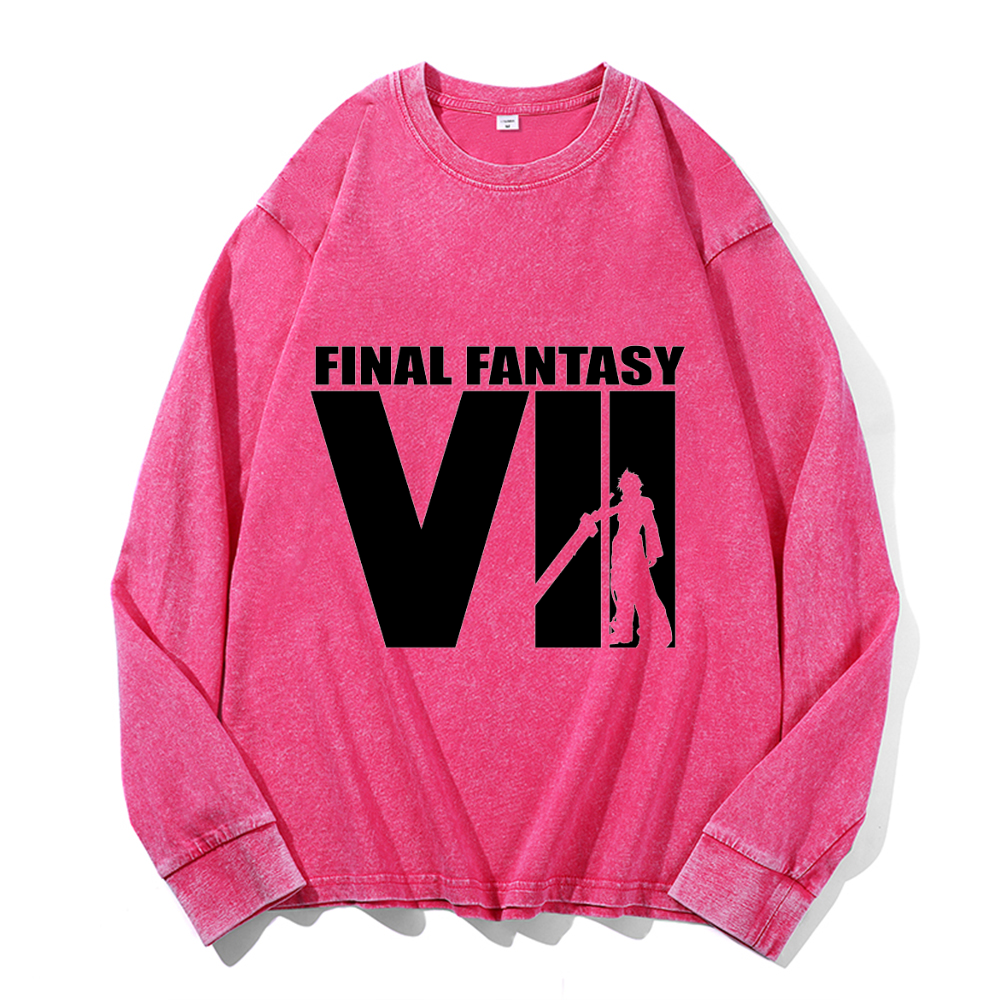 Vintage Cotton Wash Crewneck Long-Sleeve T-Shirt