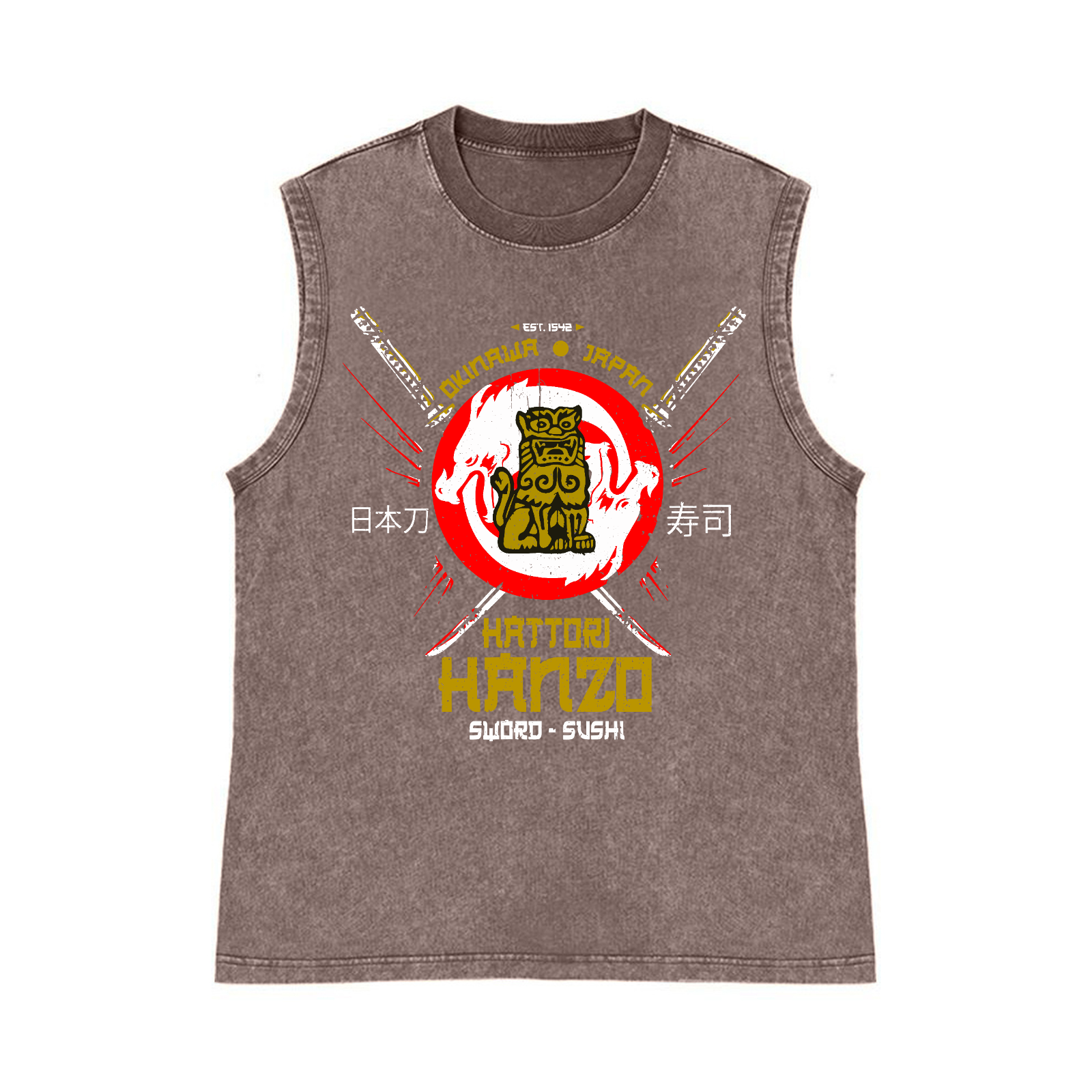 Hattori Hanzo Komainu Pure Cotton Wash-Dyed Sleeveless Tank Top