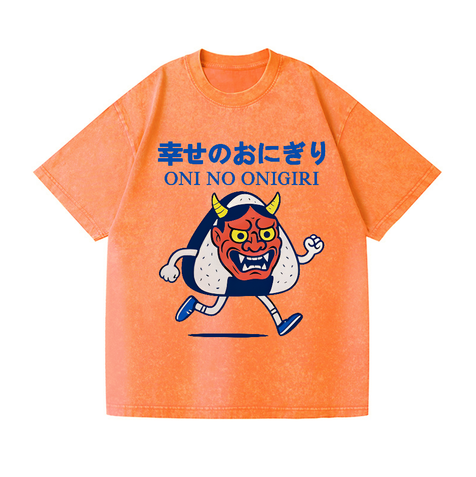 Oni Ghost Onigiri Vintage Wash Japanese Design T-Shirt