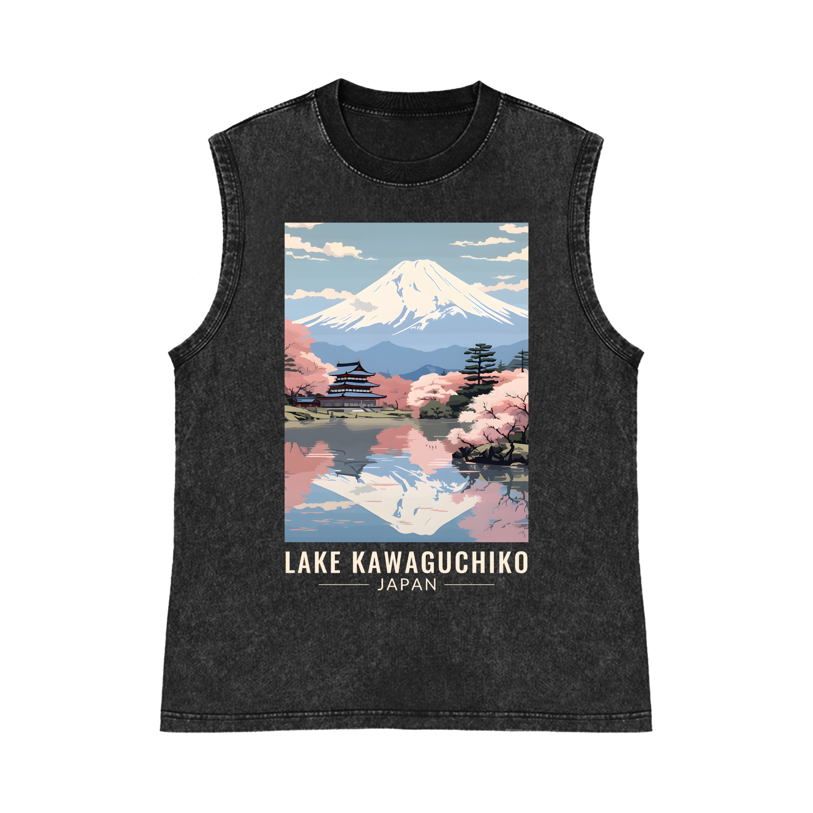 Lake Kawaguchiko Pure Cotton Wash-Dyed Sleeveless Tank Top