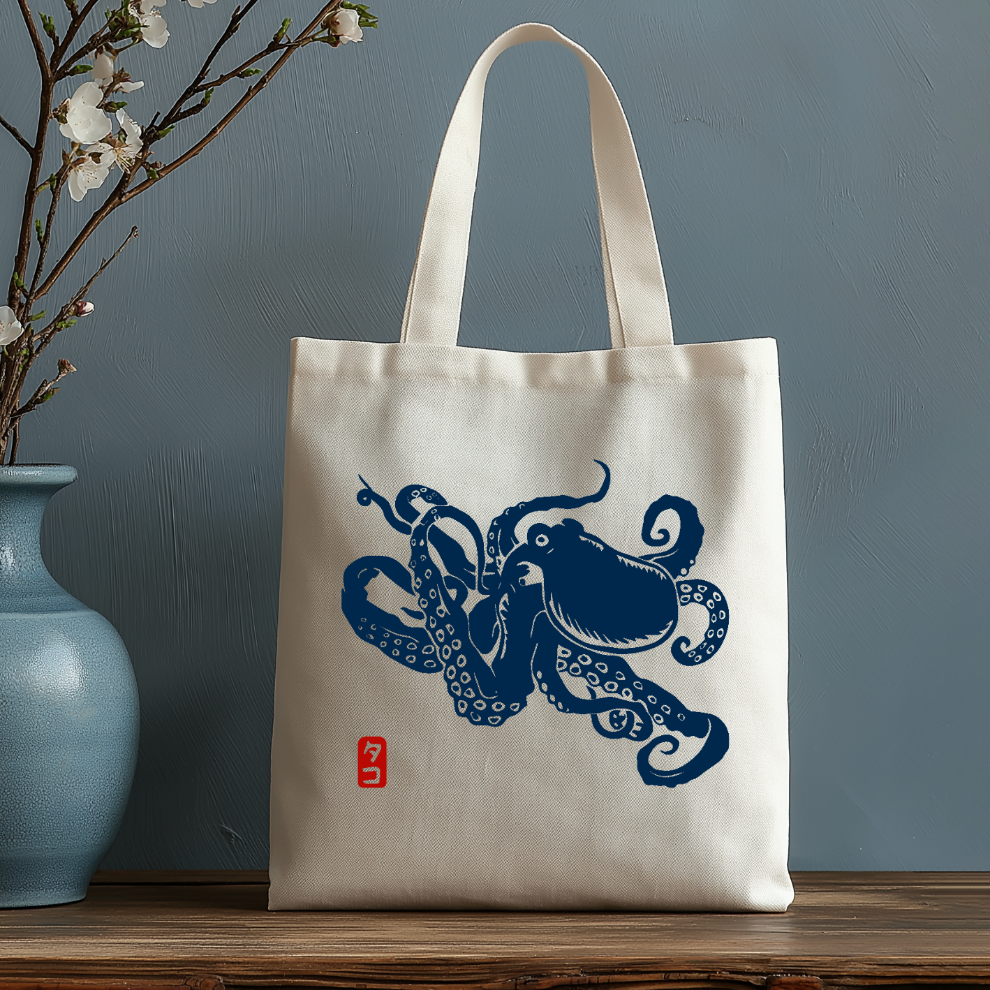 Octopus Japanese Style Canvas Tote Bag