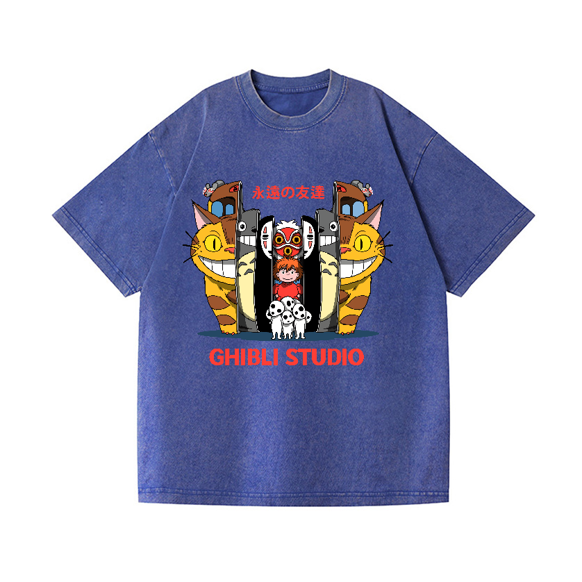 Ghibli Totoro No Face Kaonashi Anime Vintage Wash Japanese Design T-Shirt
