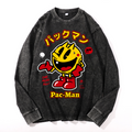 Pacman Vintage Cotton Wash Crewneck Long-Sleeve T-Shirt