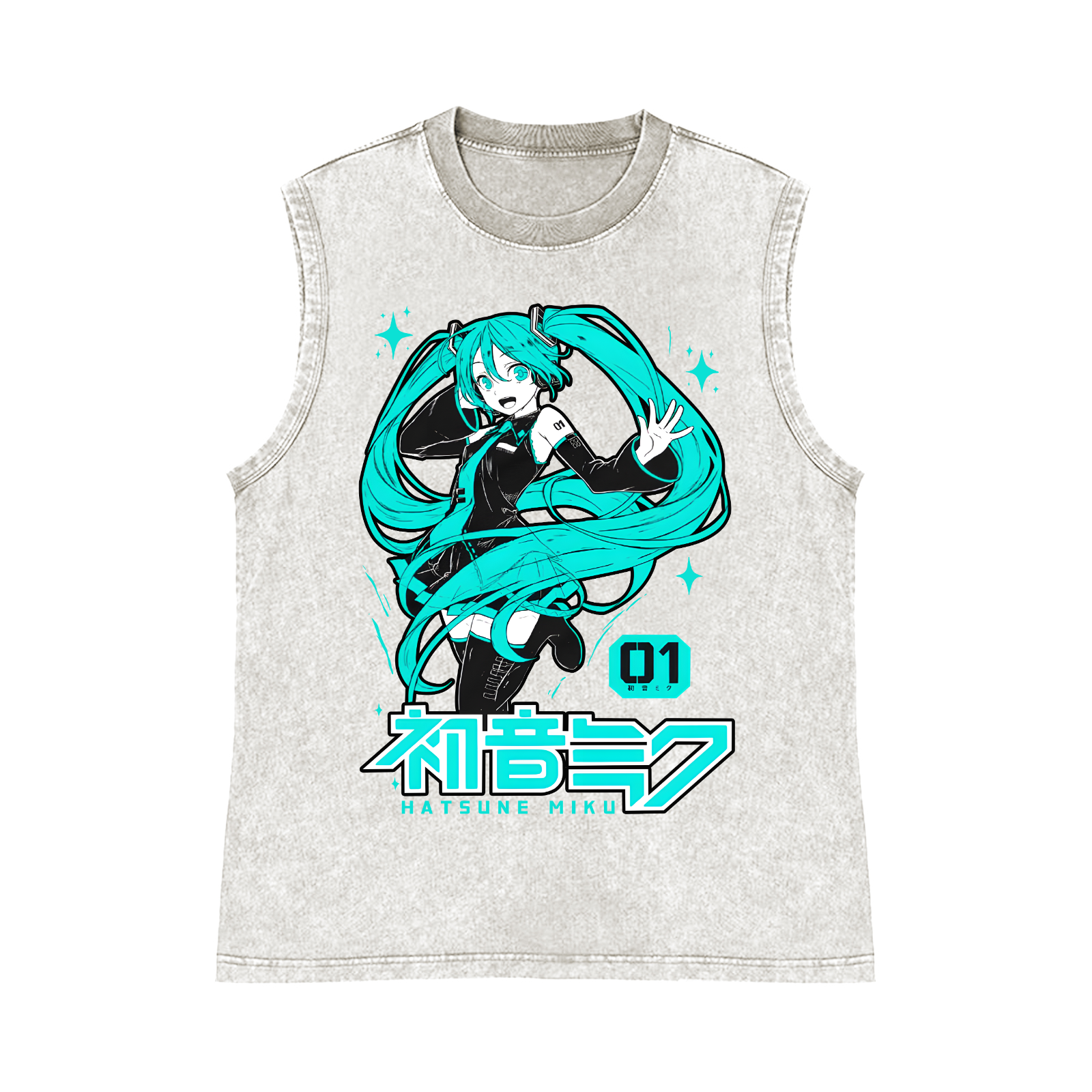 Hatsune Miku Pure Cotton Wash-Dyed Sleeveless Tank Top