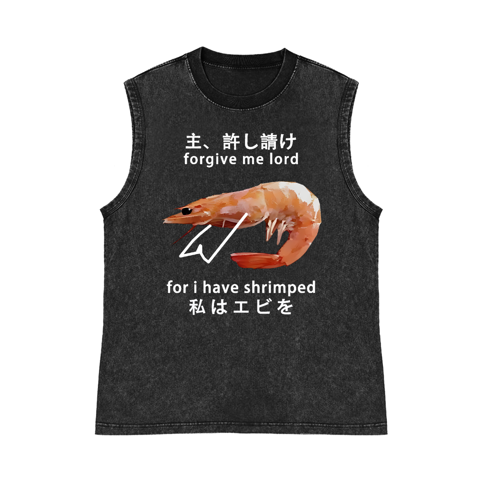 Shrimp Pure Cotton Wash-Dyed Sleeveless Tank Top